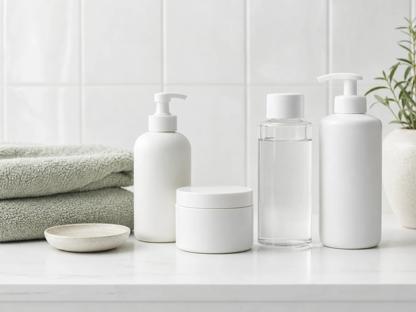 Simple skincare bottles where fragrance-free claims appear on pack