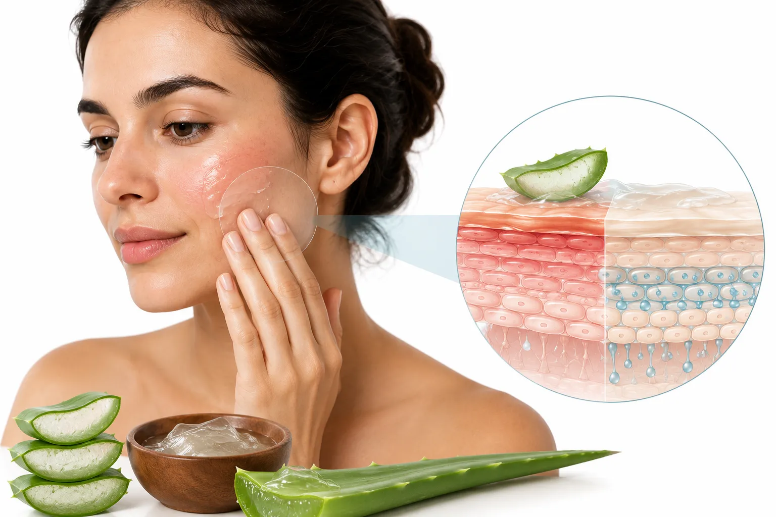 Aloe vera gel being applied to compromised skin