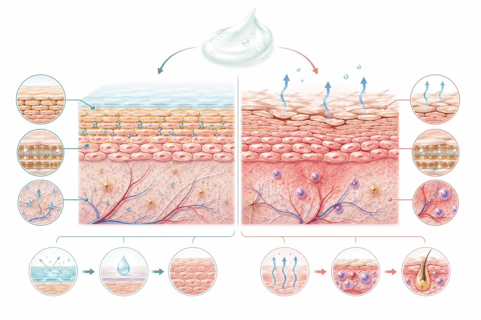 Diagram showing how azelaic acid affects the skin barrier