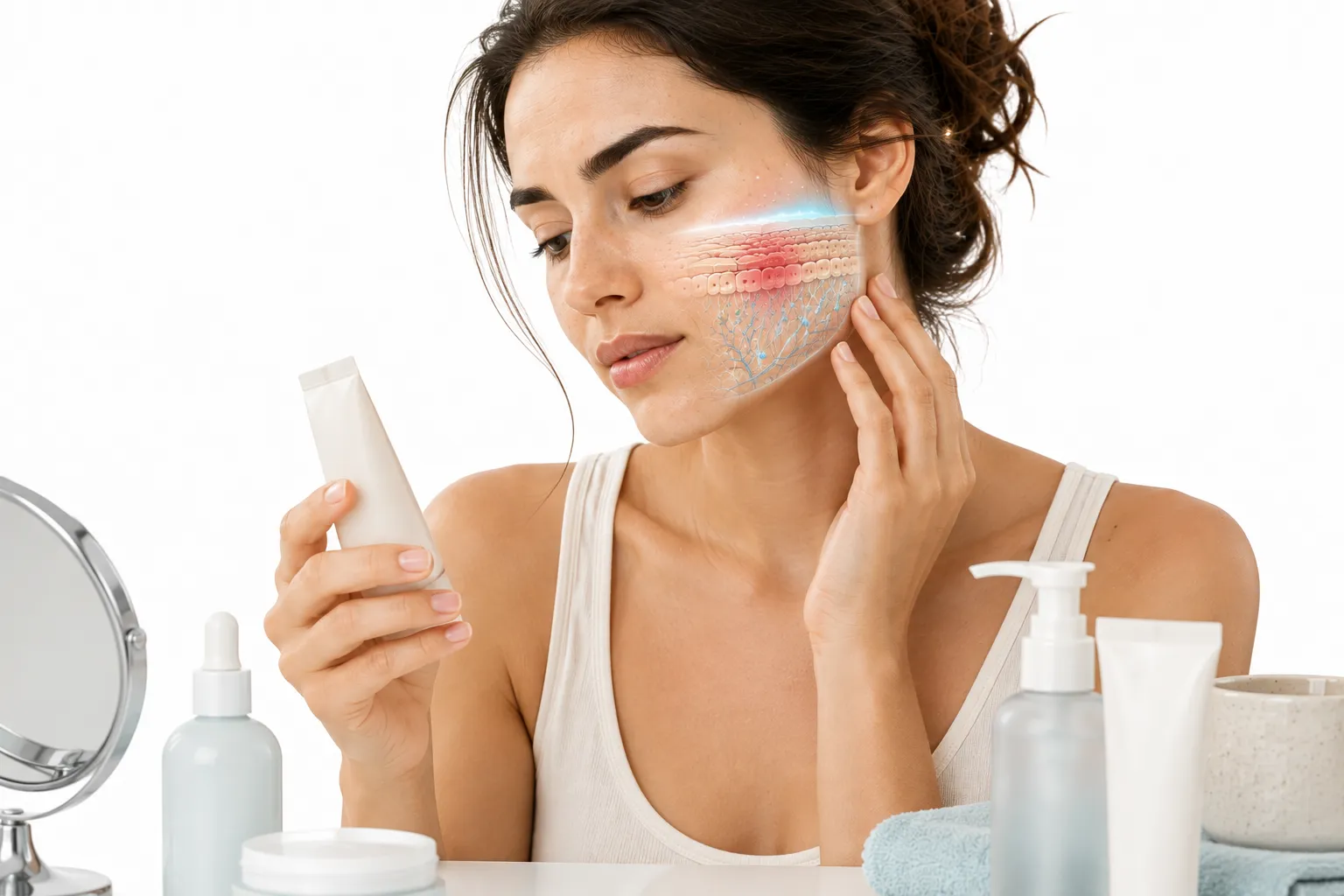 Azelaic acid product being used with caution on skin