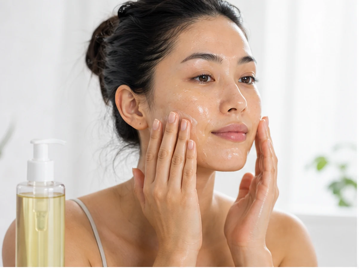 Combination skin using cleansing oil and emulsifying