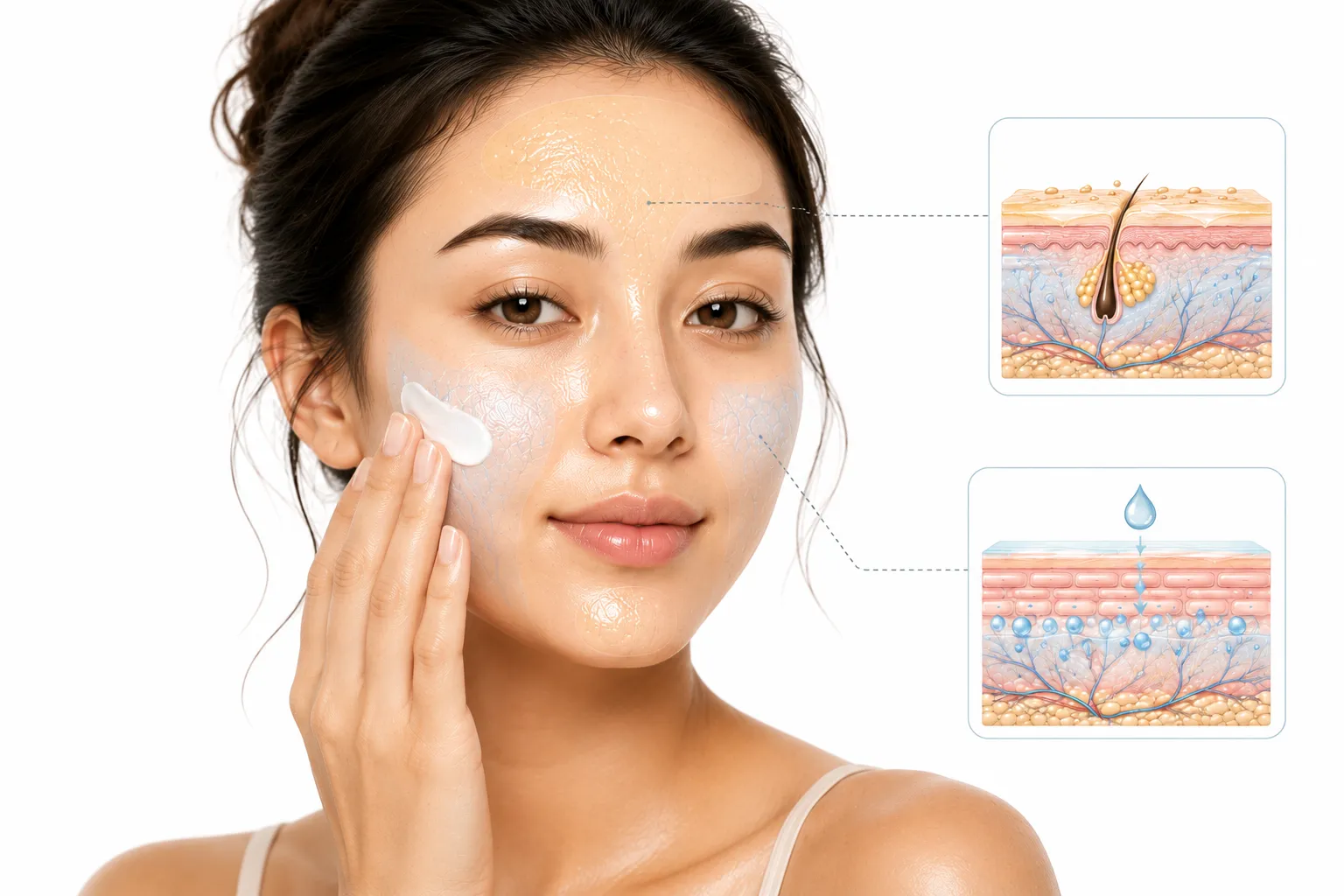 Combination skin using moisturizer on different zones