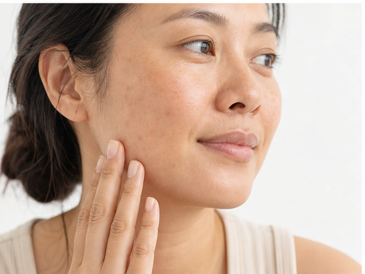 Skin with fading hyperpigmentation over time