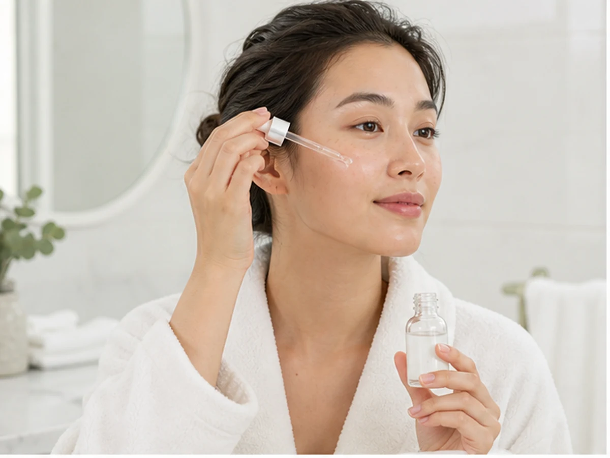 Niacinamide serum and nighttime skincare routine