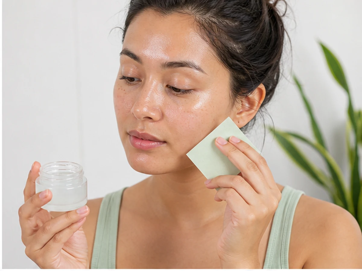 Lightweight gel moisturizer being applied to oily skin