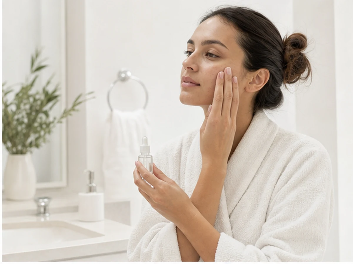 Niacinamide serum being applied to skin