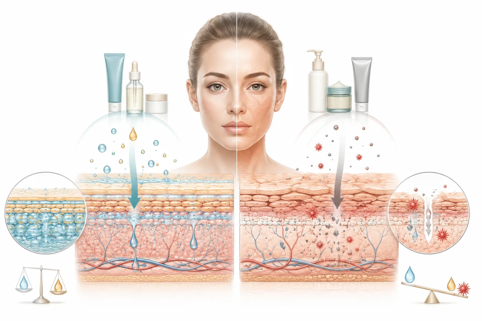 Diagram showing product compatibility for normal skin