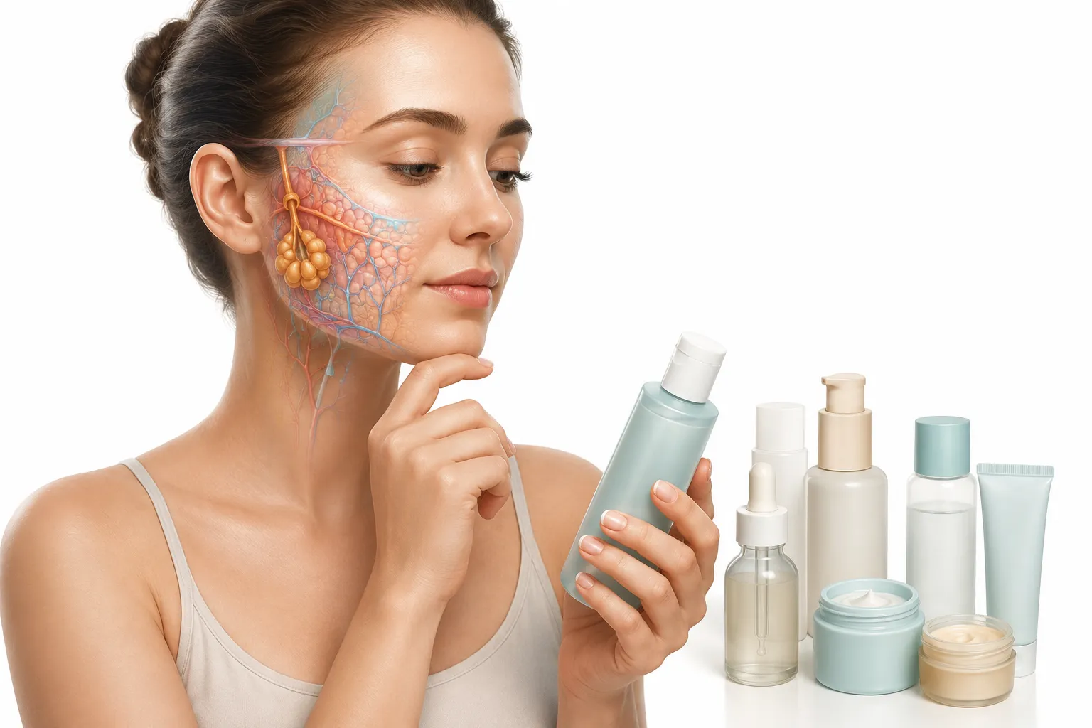 Various skincare products suitable for normal skin