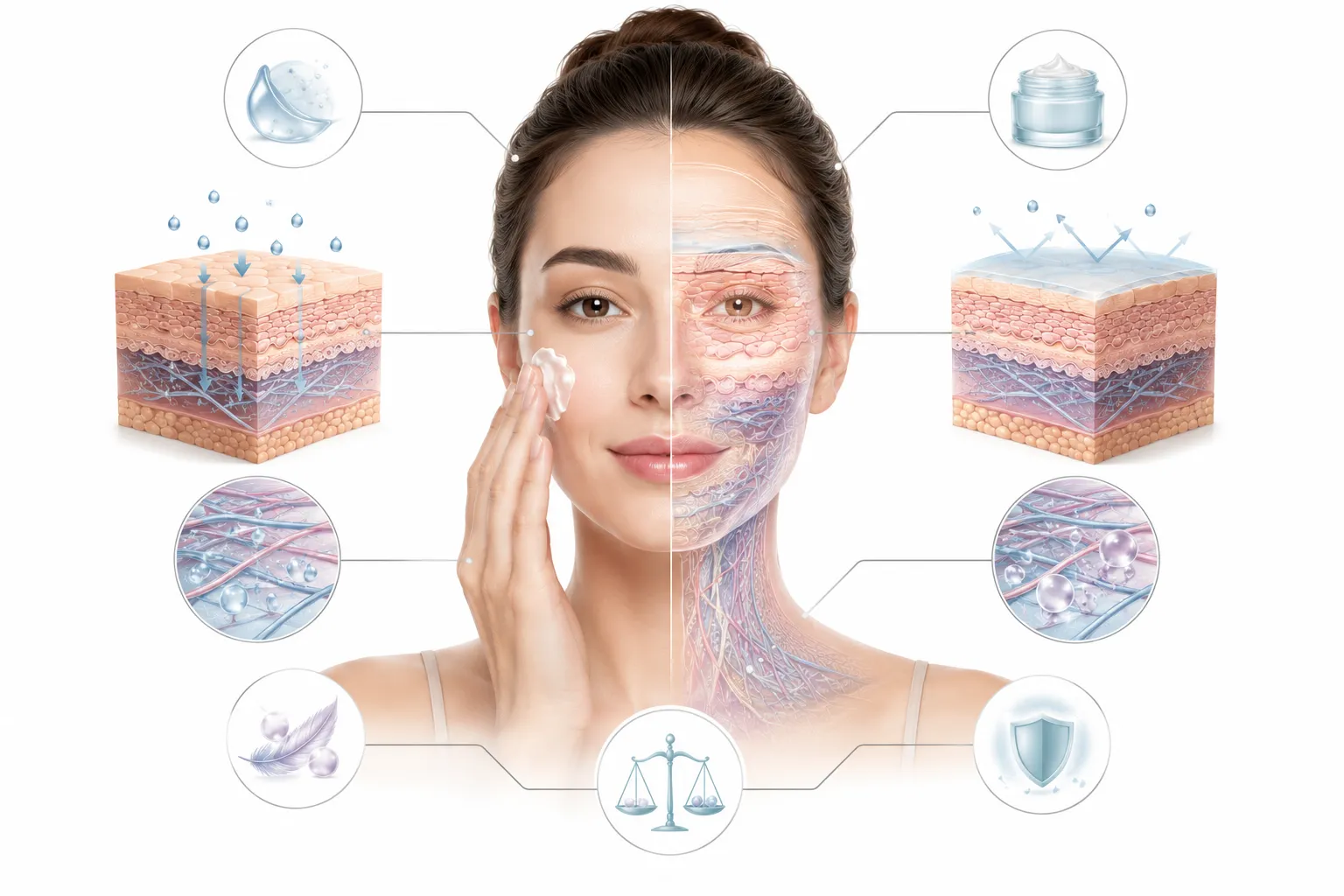 Diagram showing how sensitive skin products work on normal skin