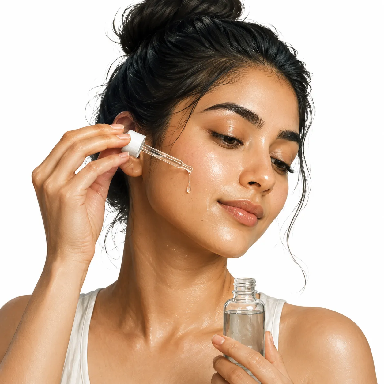 Hyaluronic acid serum on oily skin