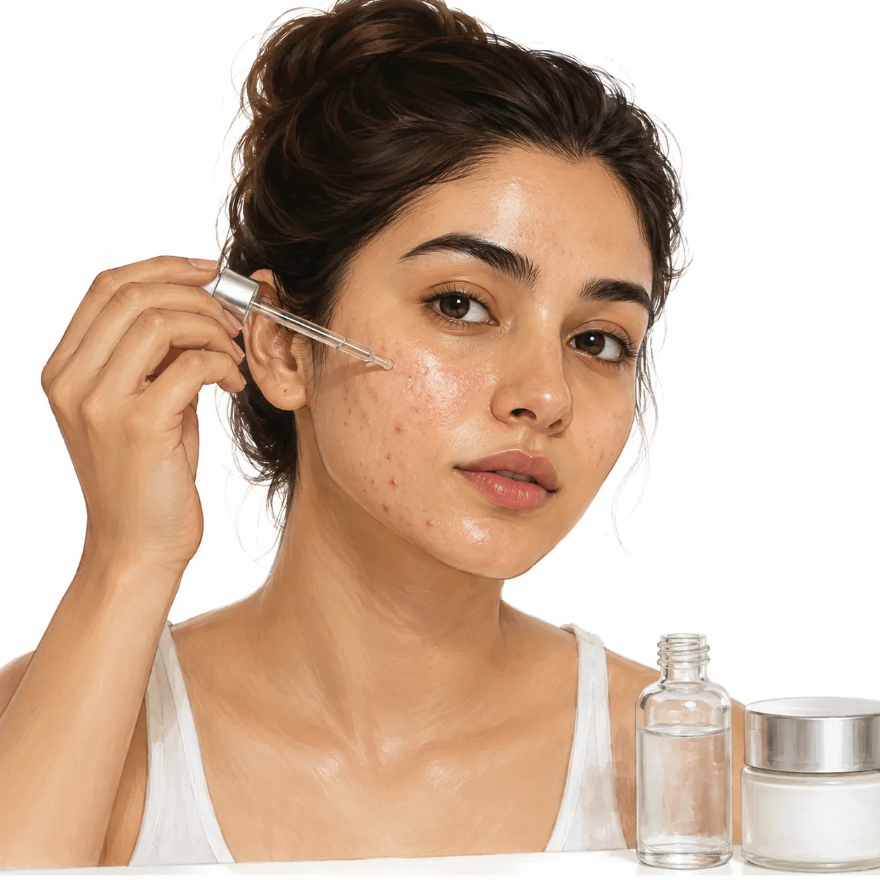 Salicylic acid on oily skin with visible pores