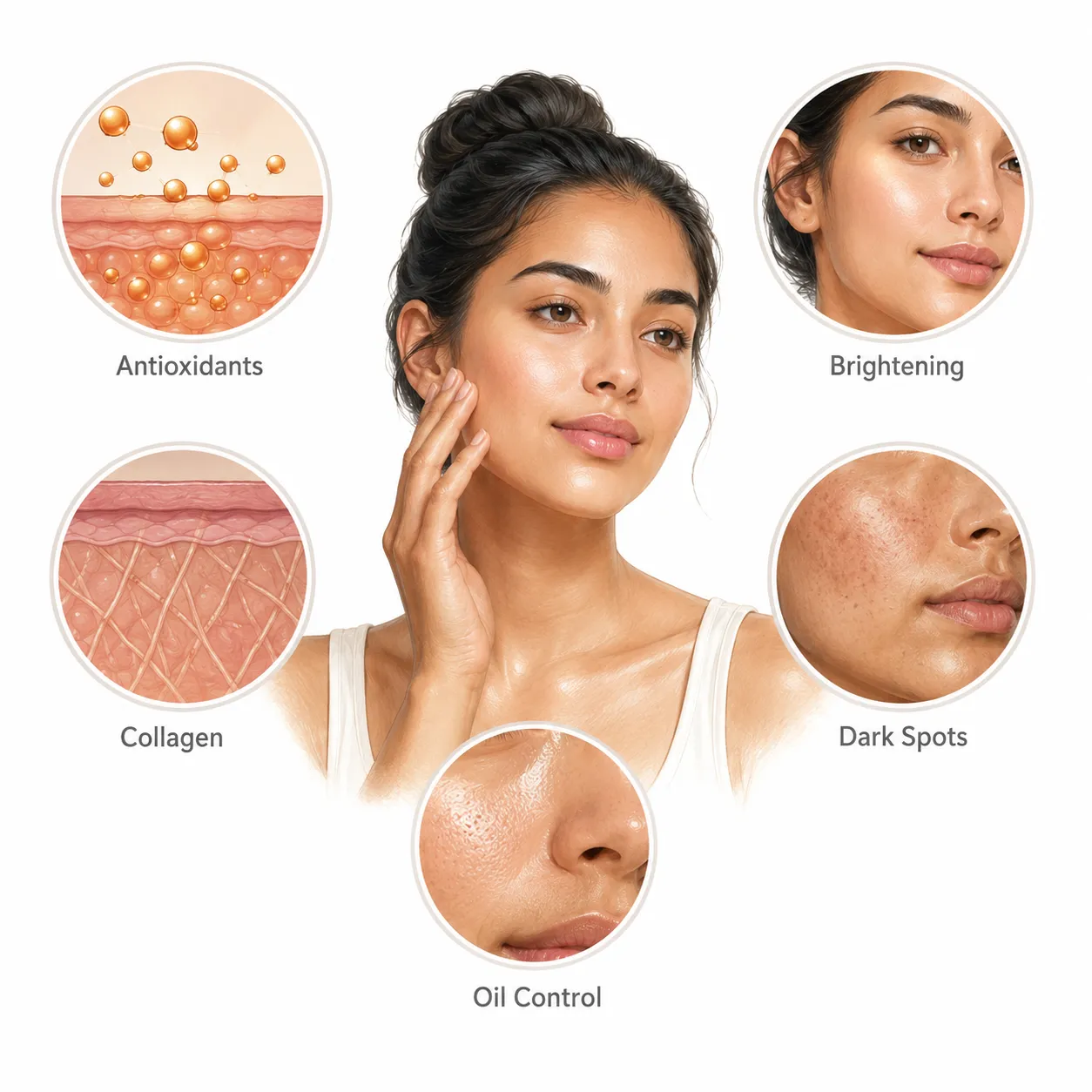 Diagram showing vitamin C forms suitable for oily skin