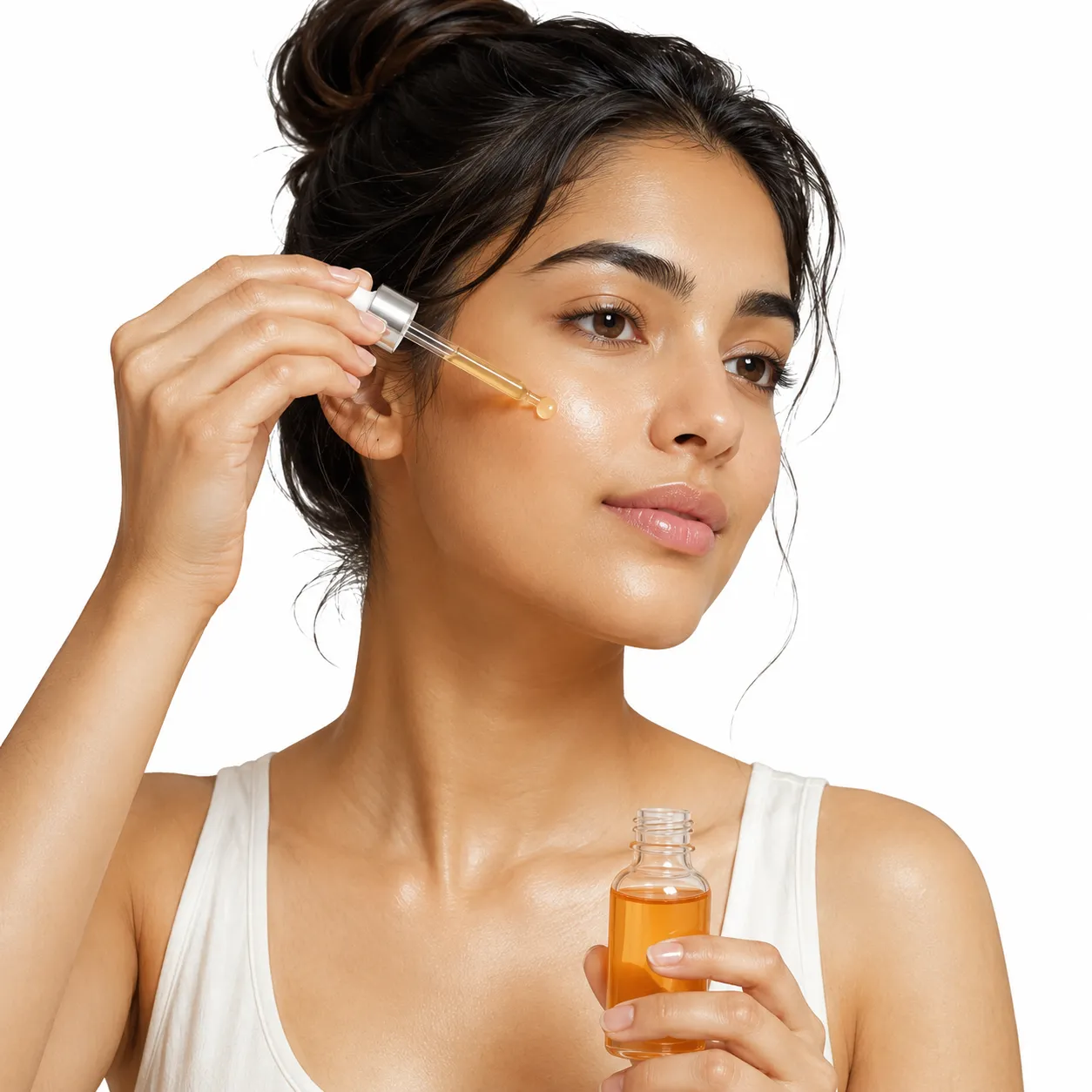 Vitamin C serum on oily skin