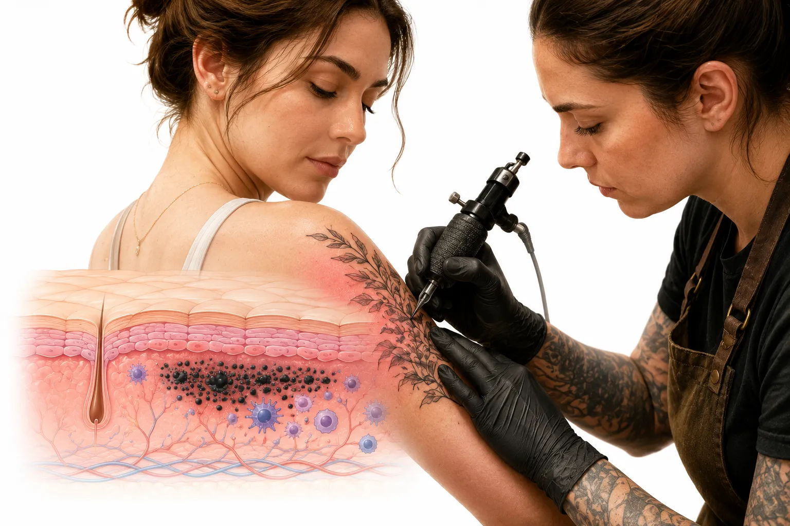 Tattoo on sensitive skin with gentle aftercare