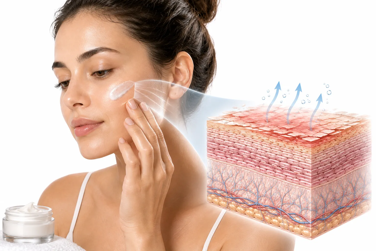 Retinol product being used with caution on skin