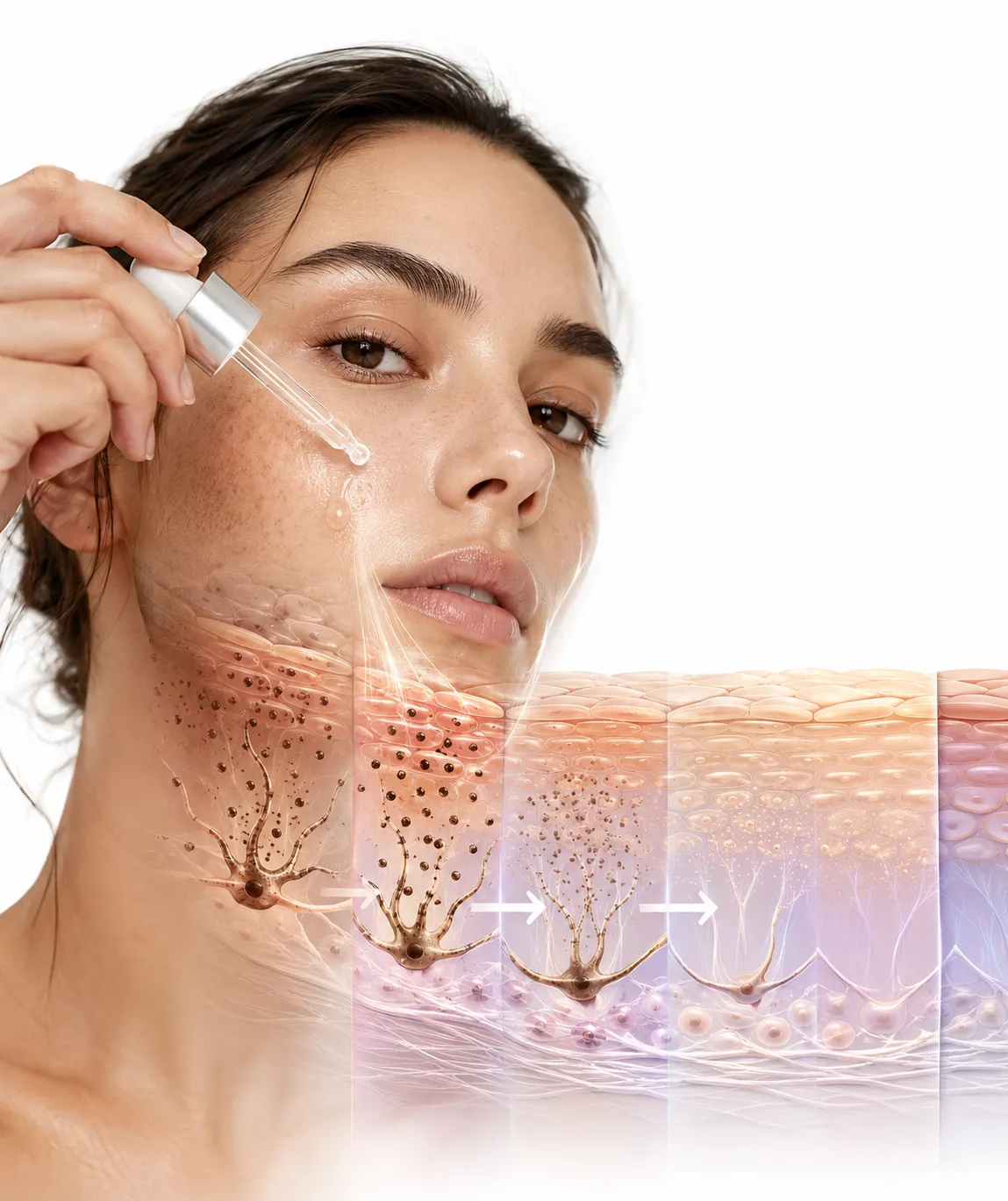 Alpha arbutin serum beside bright, even-toned sensitive skin