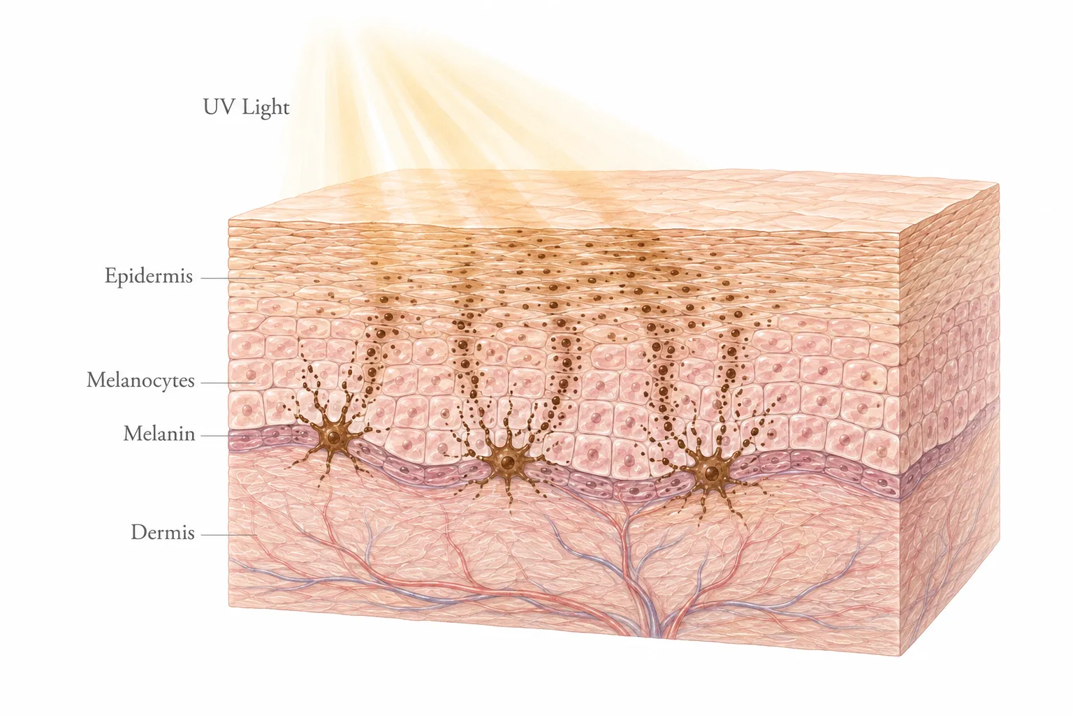 Diagram showing Skin Type II's tanning and burning response