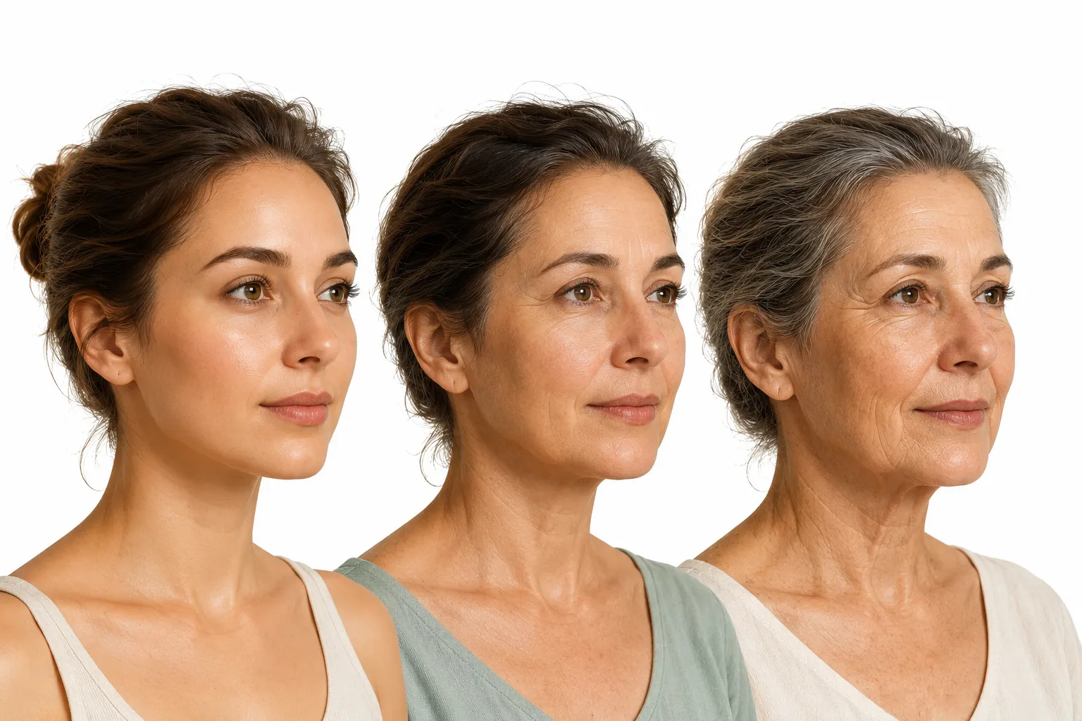 Skin showing progression from oily to dry over different ages