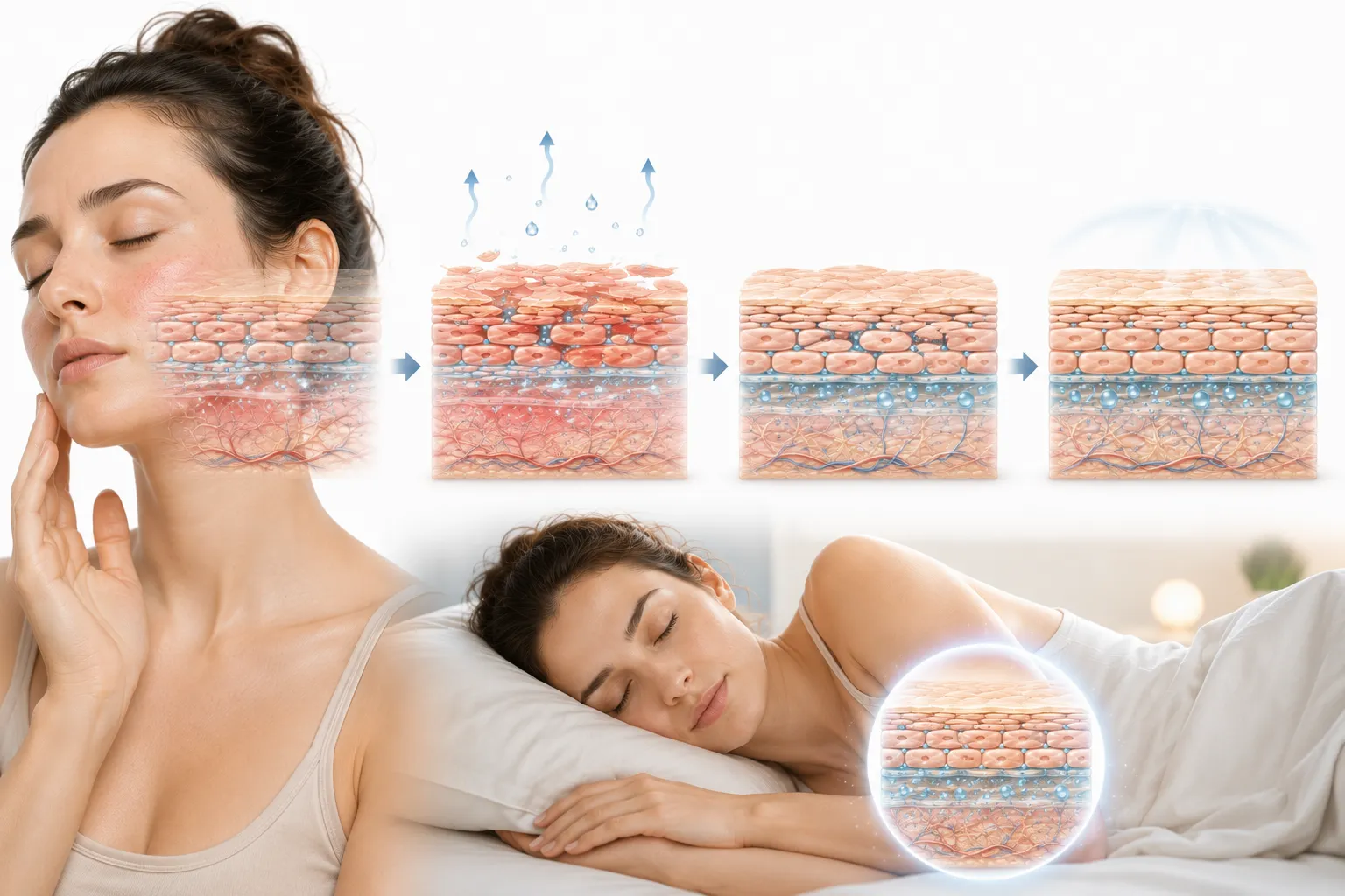 Healthy skin barrier structure showing repair mechanisms in action