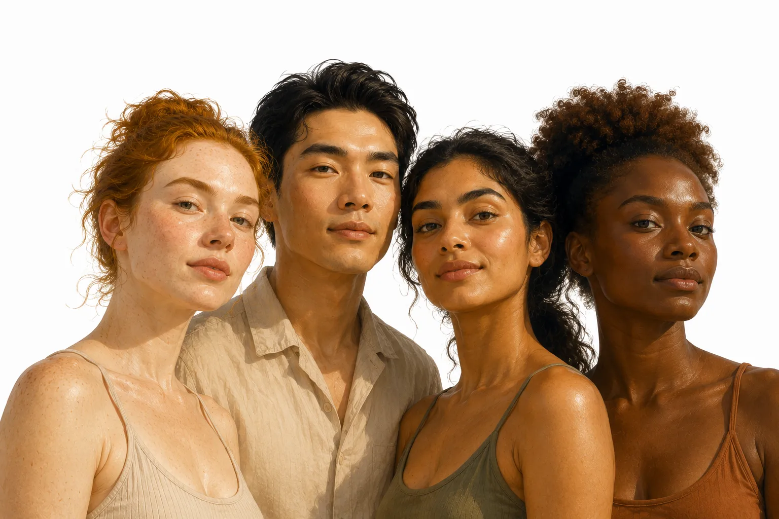 Illustration showing melanin production in different skin types