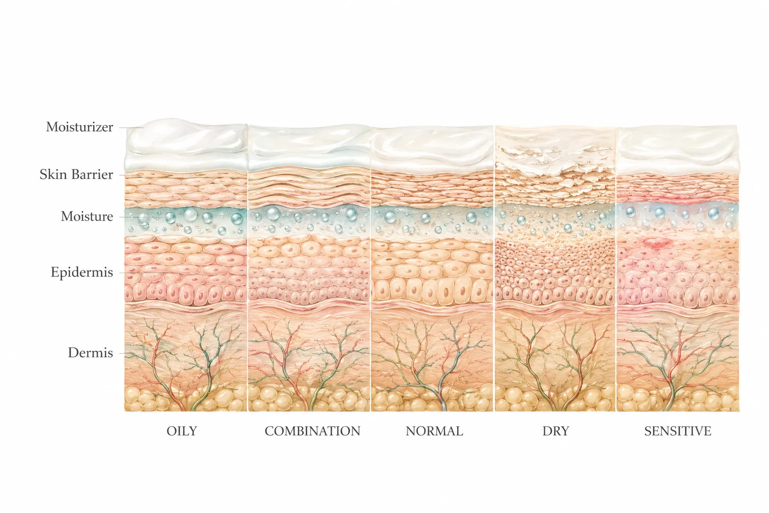 Diagram showing why all skin types need moisturizer