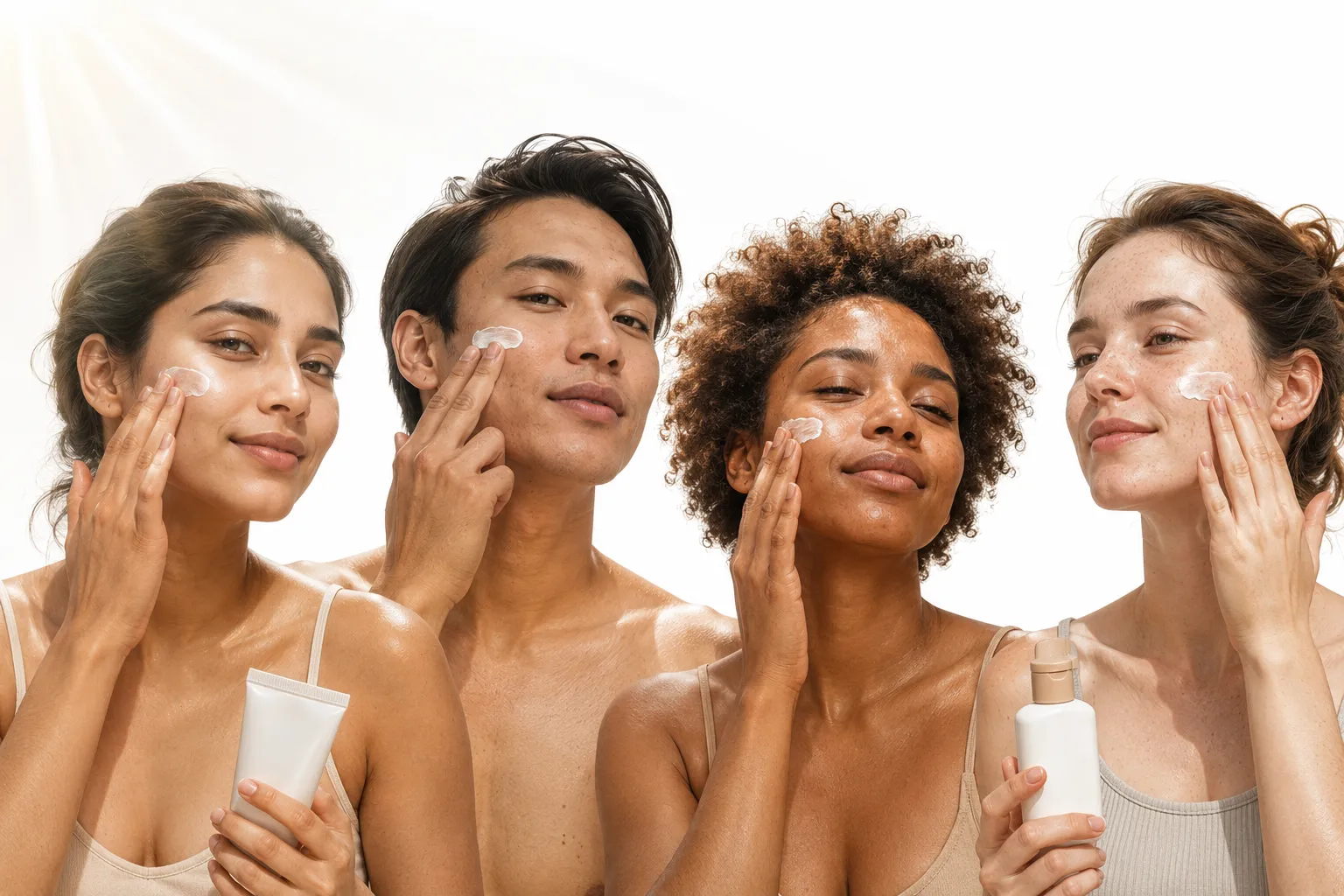 Sunscreen bottles for different skin types