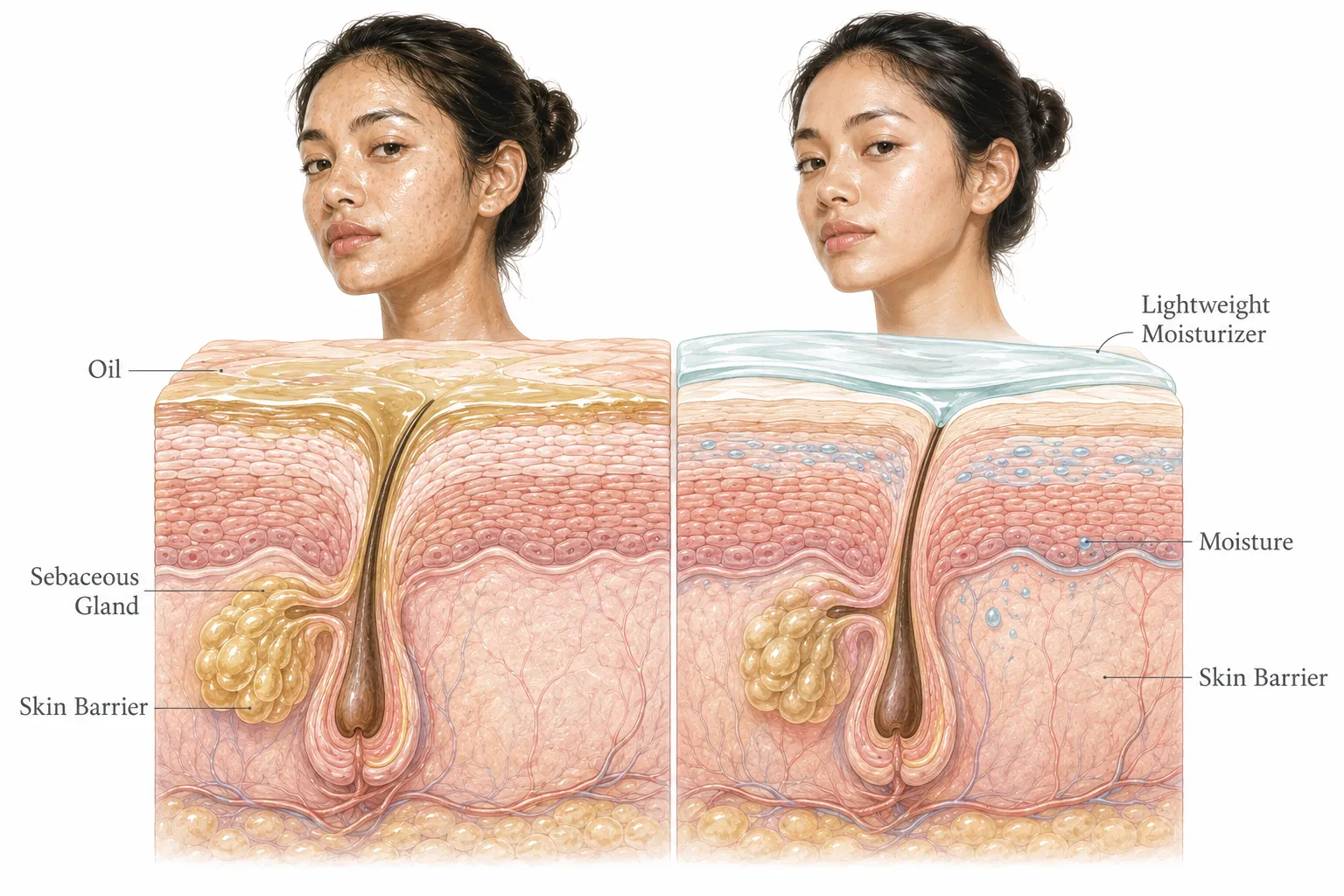 Diagram showing why oily skin needs moisturizer
