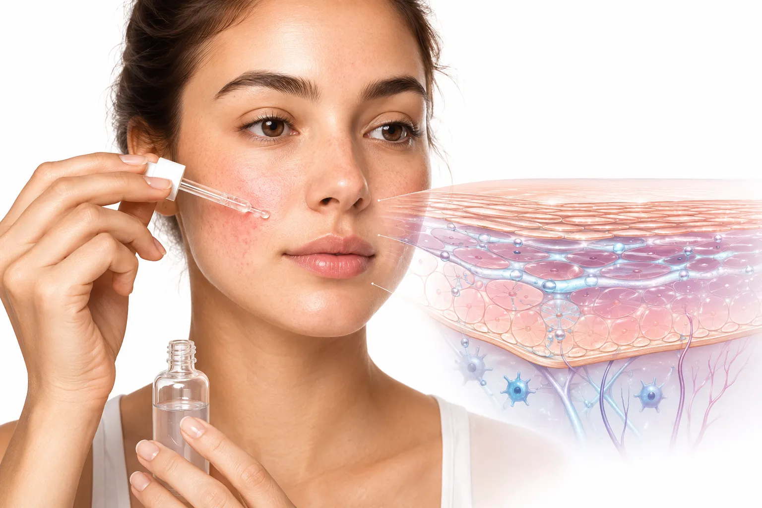 Niacinamide serum being applied to sensitive skin