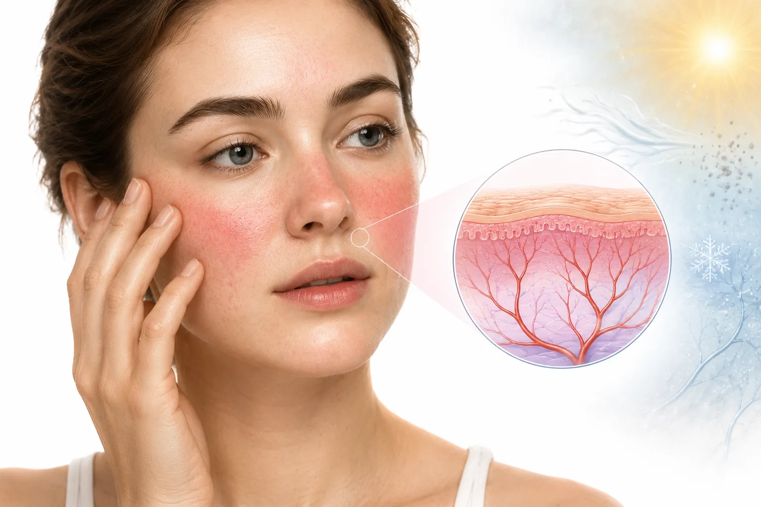 Sensitive skin with visible redness on the cheeks