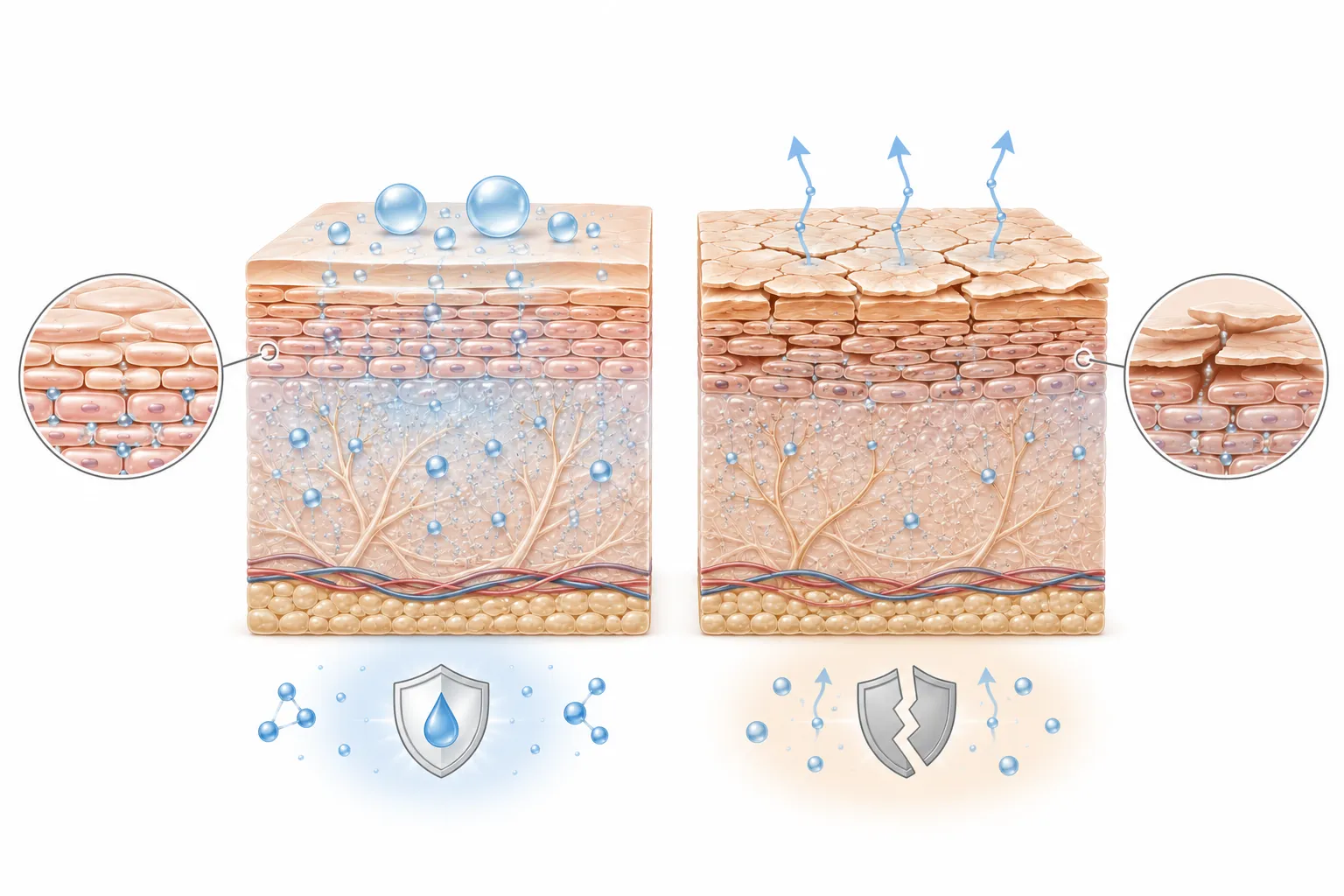 Diagram showing the overlap between sensitive and dry skin