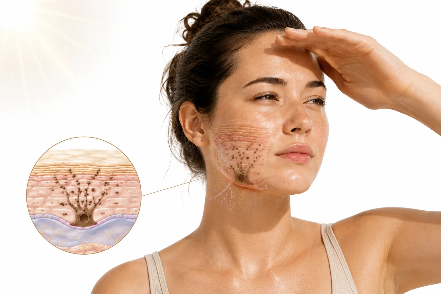 Sensitive skin with sun protection on a sunny day