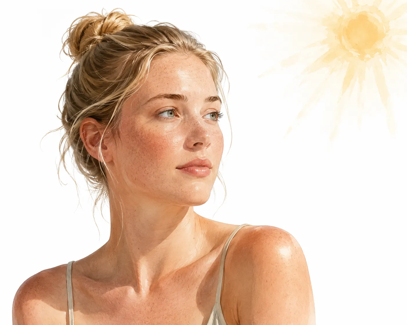 Fair skin (Type II) with light sun protection on a sunny day