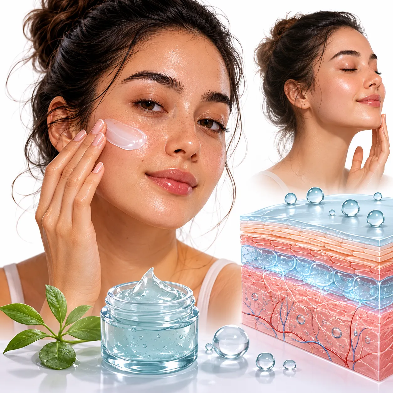 Lightweight moisturizer beside balanced, non-shiny oily skin