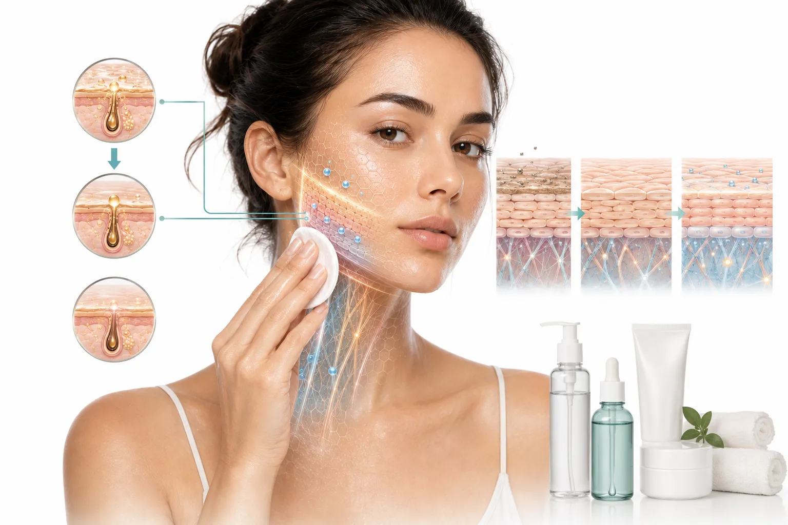 Oily skin transitioning to more balanced appearance