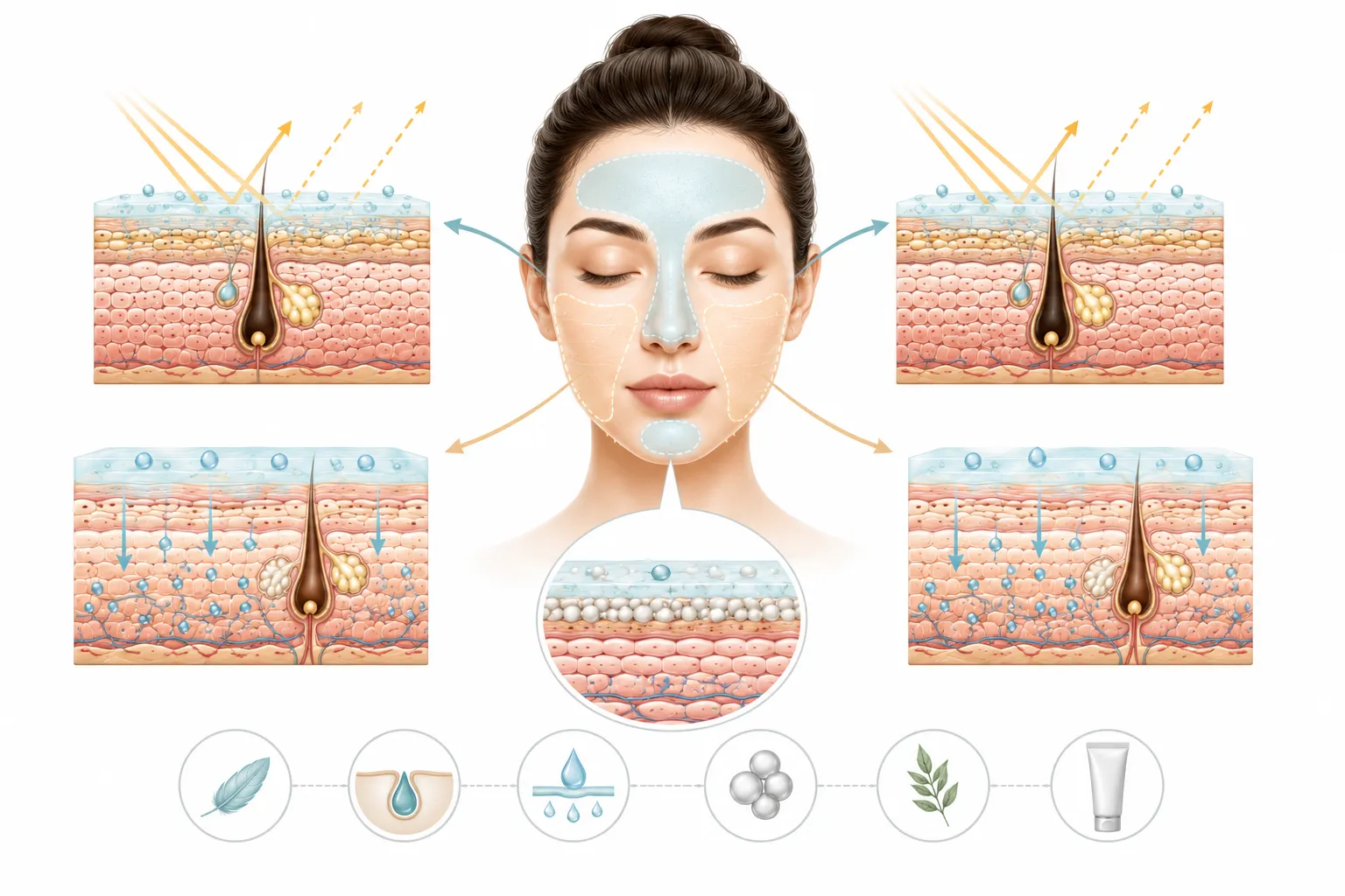 Diagram comparing sunscreen types for combination skin