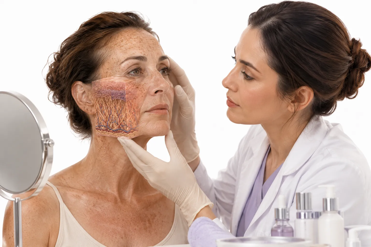 Person receiving a laser treatment for severe sun damage