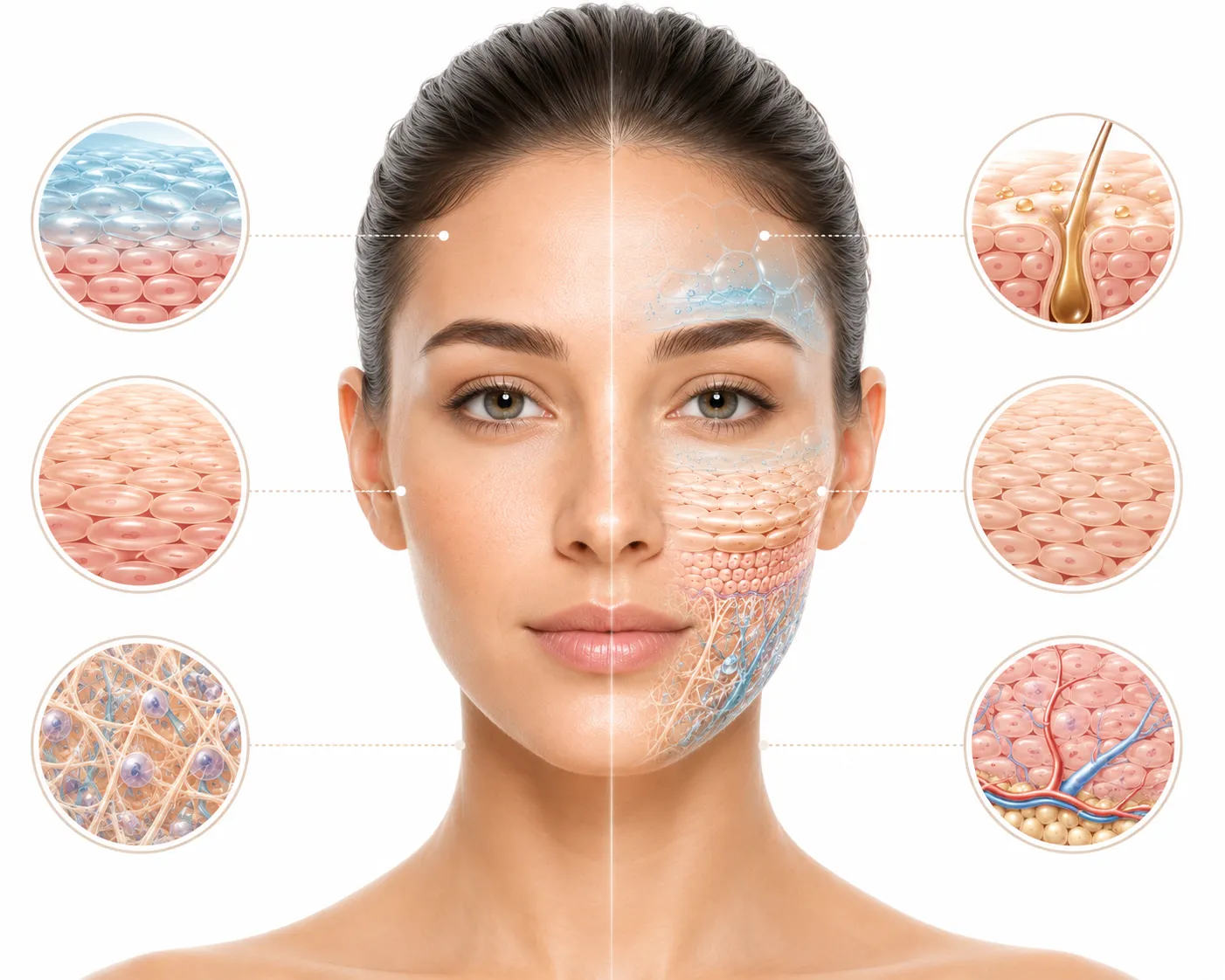 Diagram showing the characteristics of normal skin