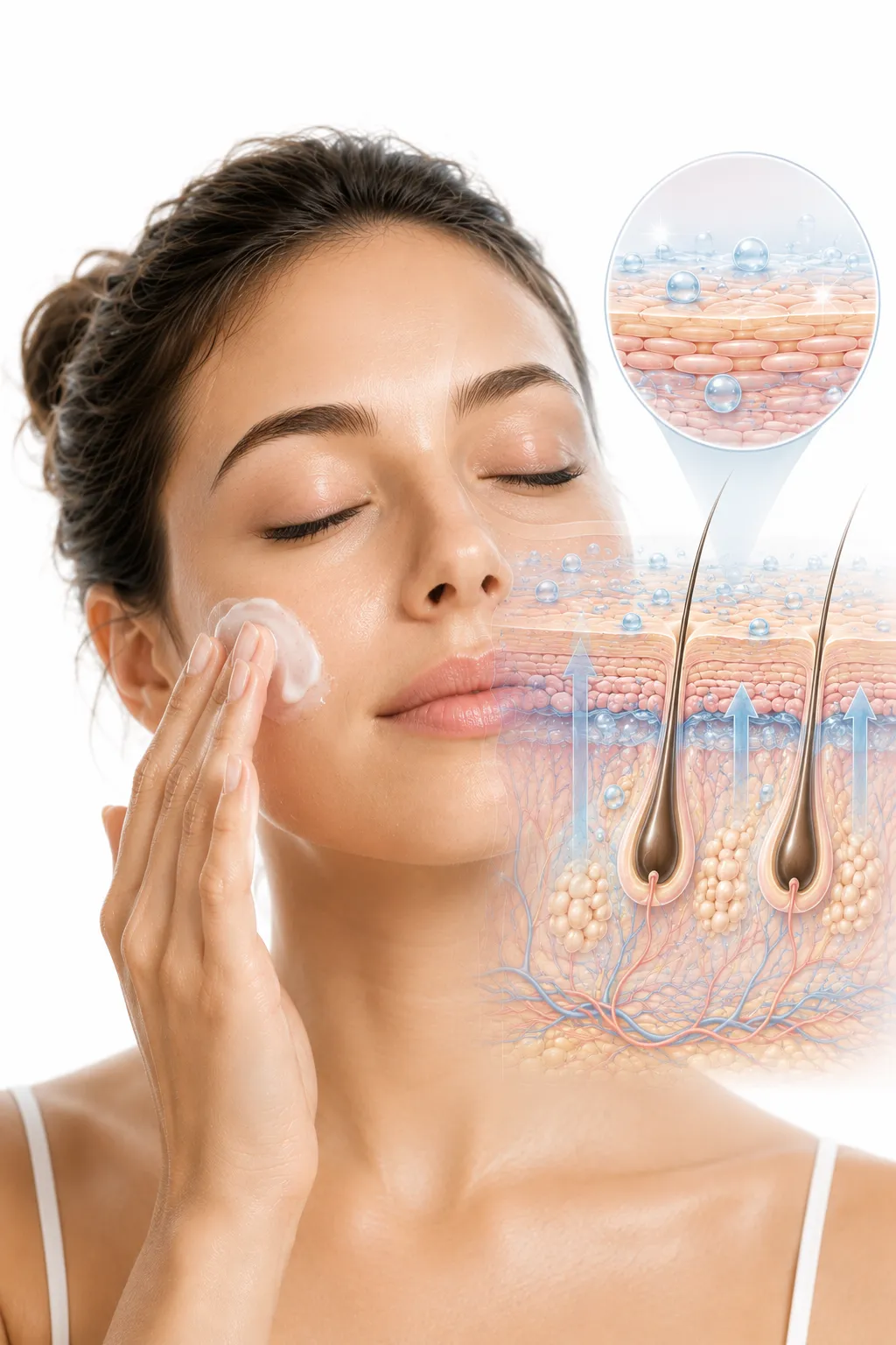 Dry skin transforming to balanced skin