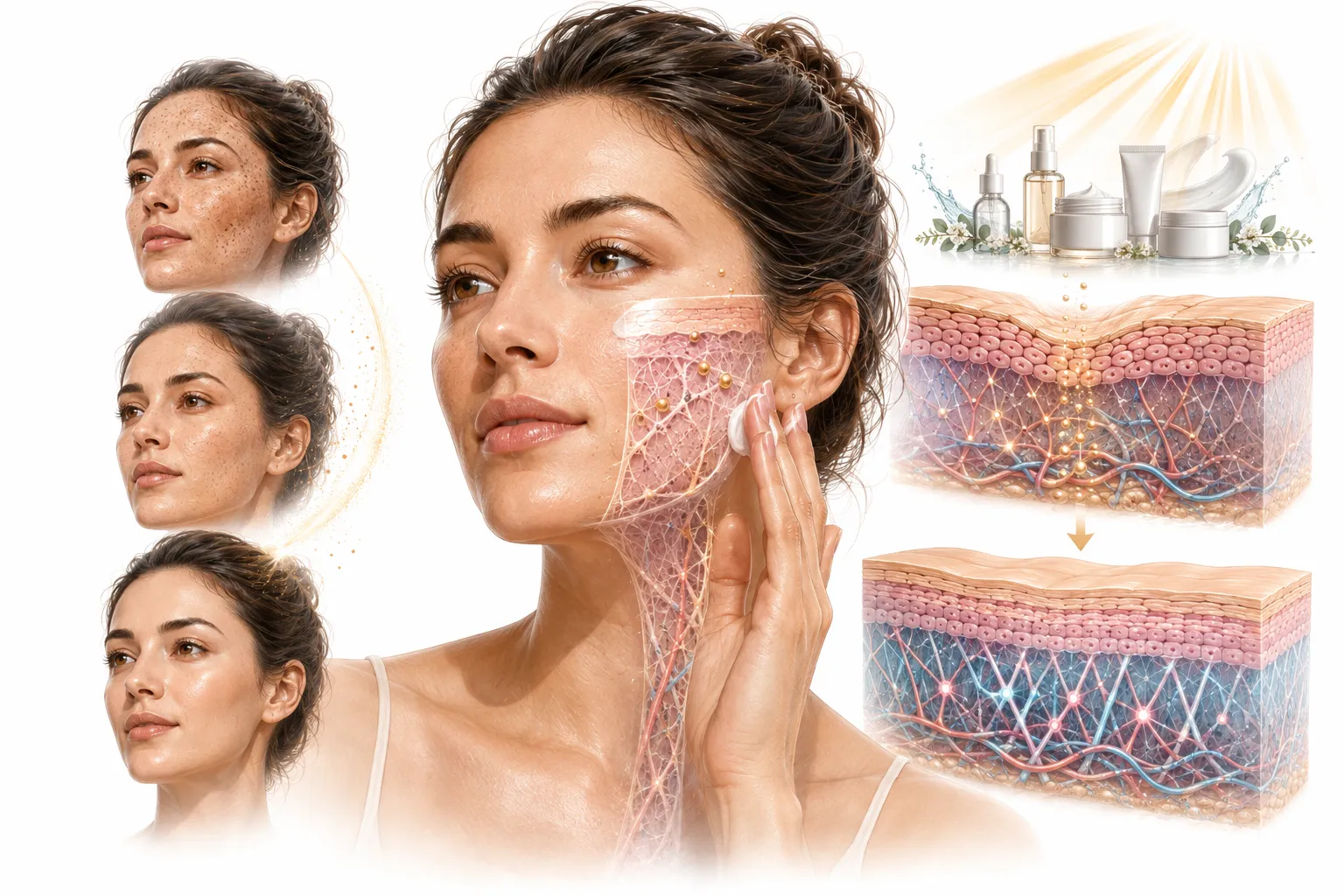 Person applying a serum to their face to repair sun damage