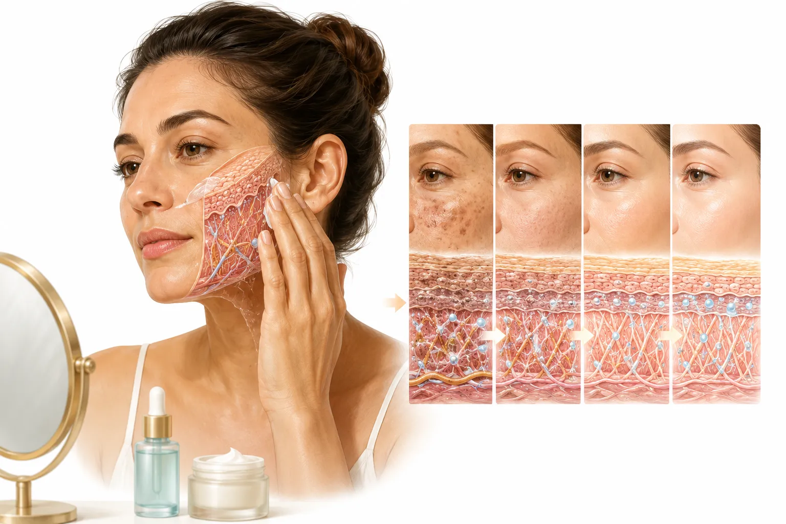 Person applying a skincare product to sun-damaged skin