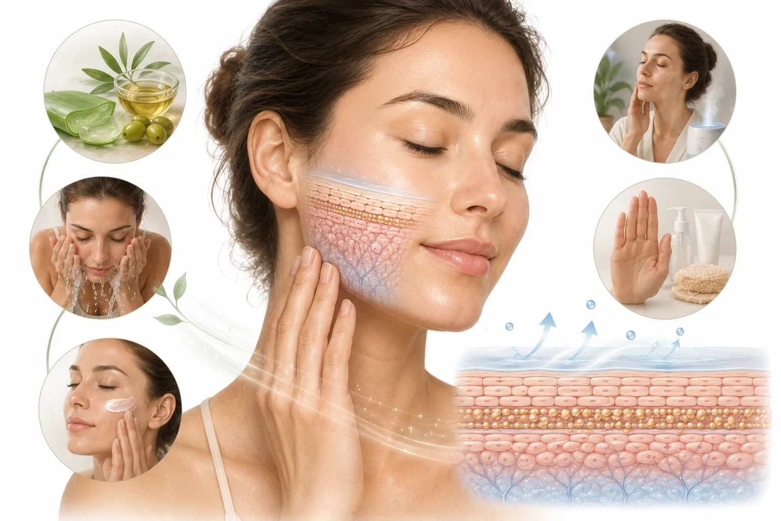 Natural ingredients and gentle skincare products for barrier repair