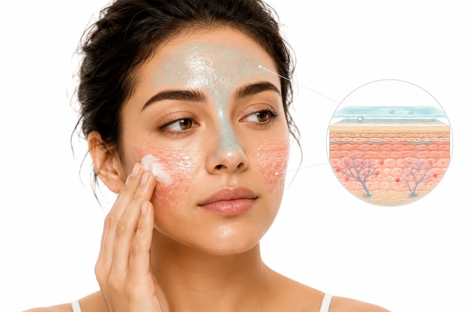 Combination skin with redness and sensitivity on the cheeks