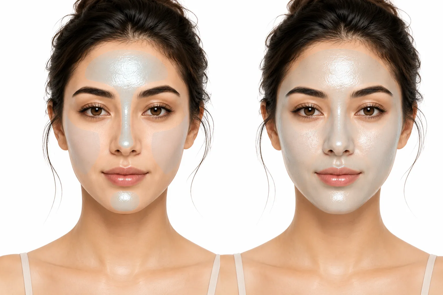 Comparison of oily skin and combination skin side by side