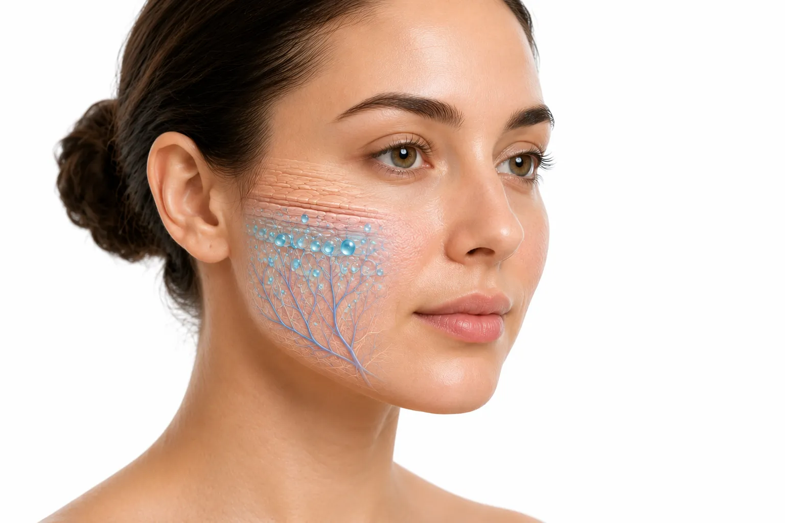 Normal skin and dry skin comparison side by side