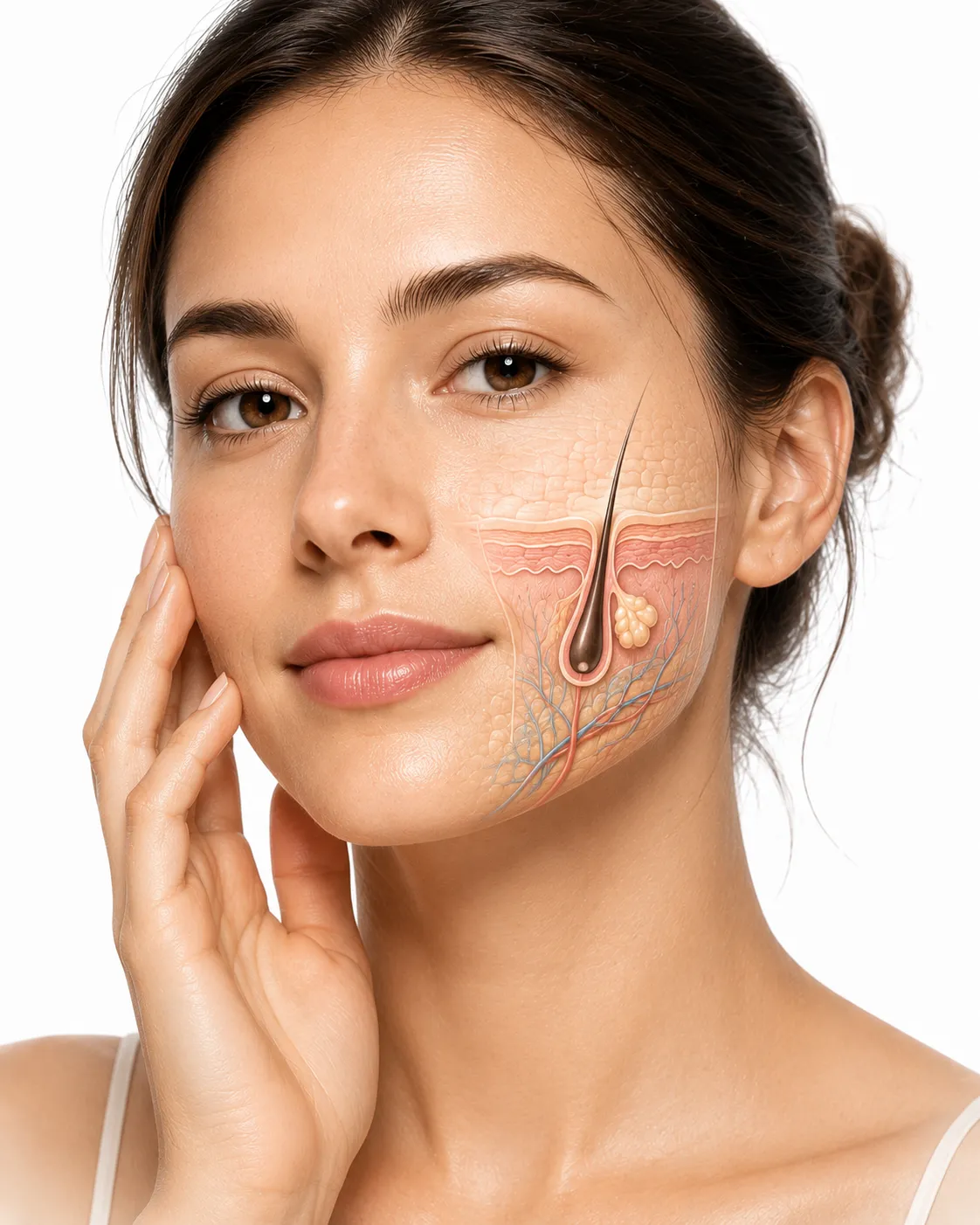 Normal skin and oily skin comparison side by side