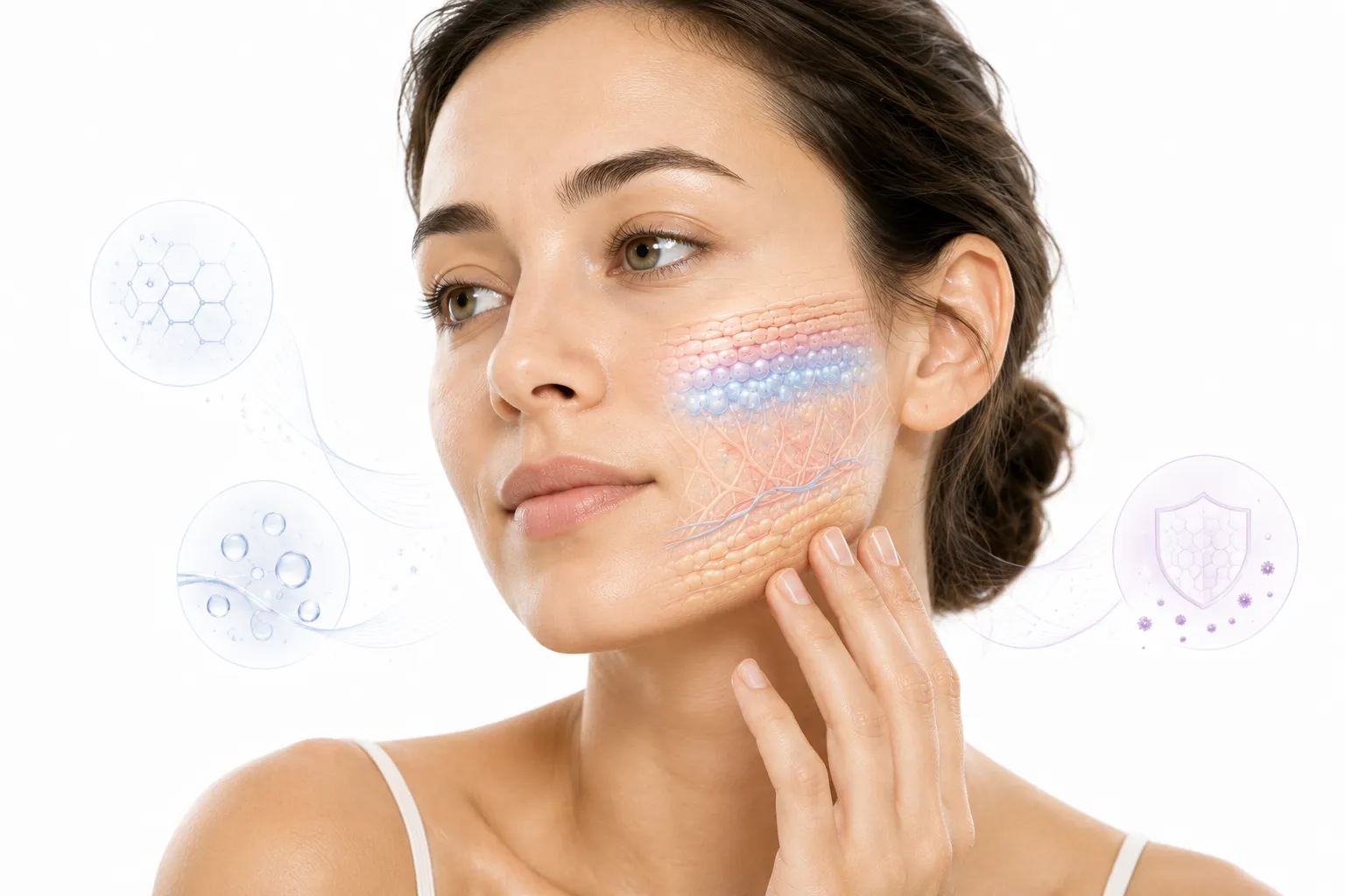 Normal skin and sensitive skin comparison side by side