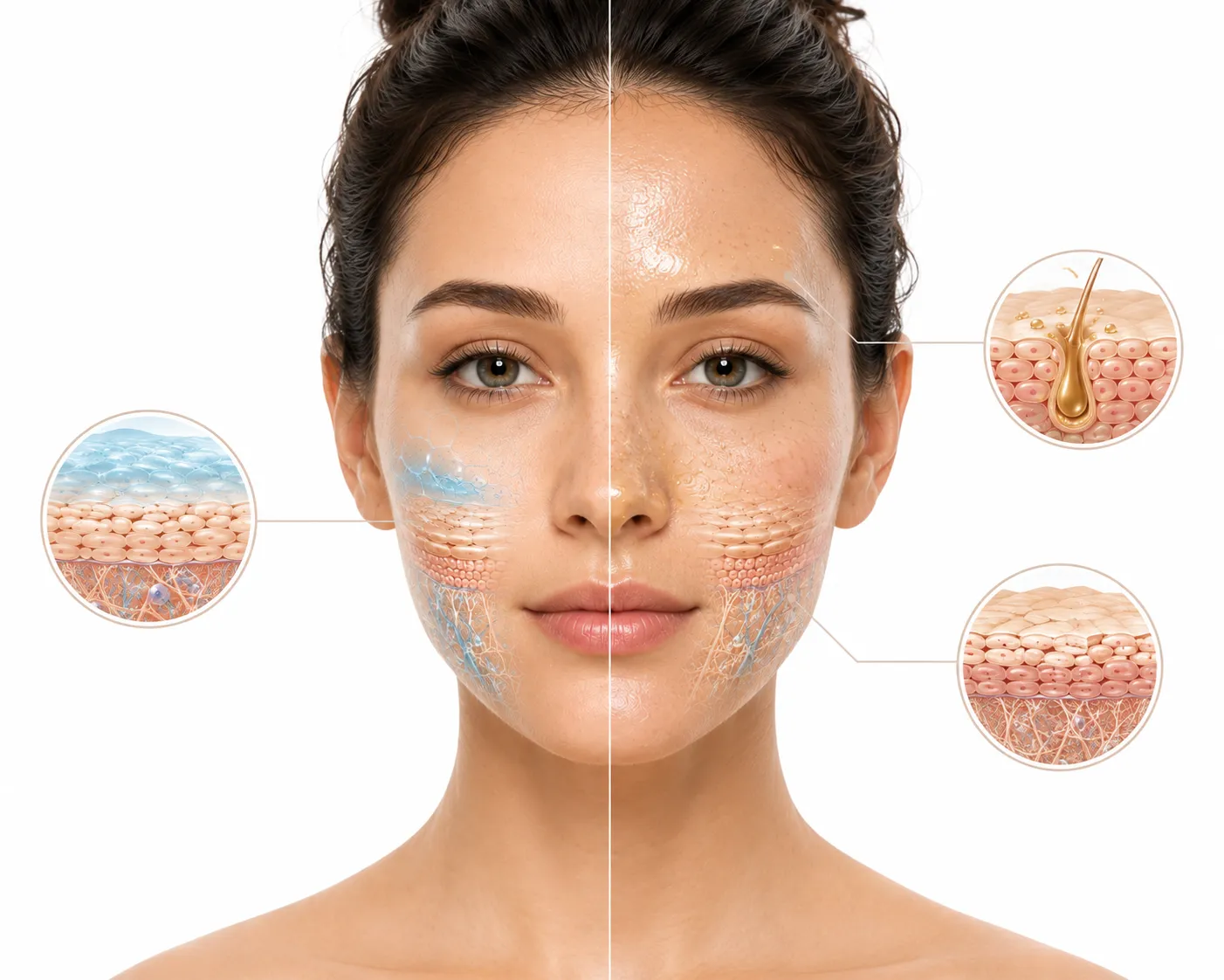 Normal skin and combination skin comparison side by side