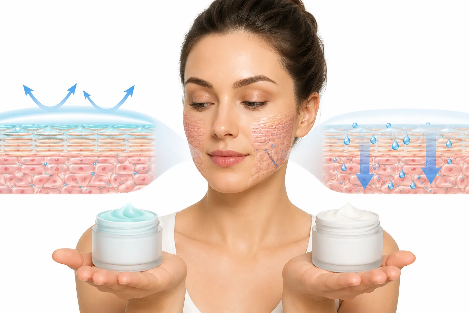 Skin barrier cream and moisturizer side by side showing differences