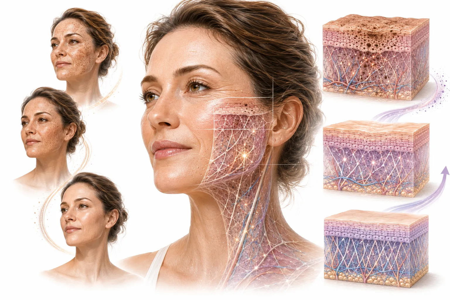 Comparison of sun-damaged skin with treatment options