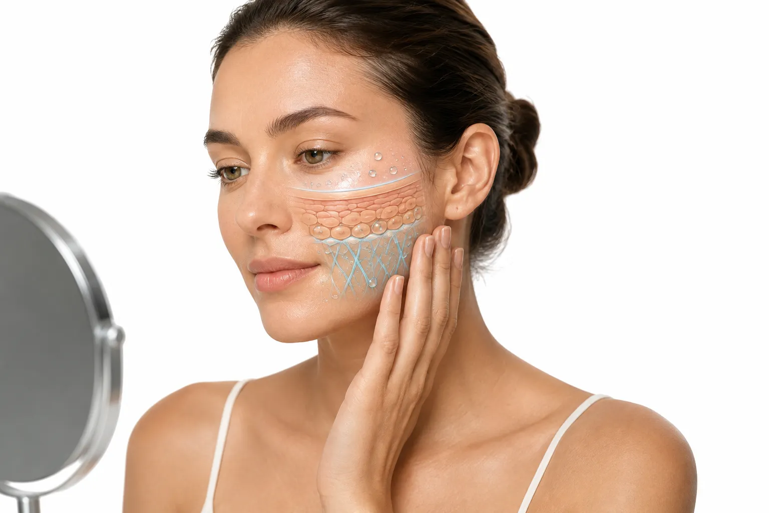 Checklist-style illustration of signs of normal skin